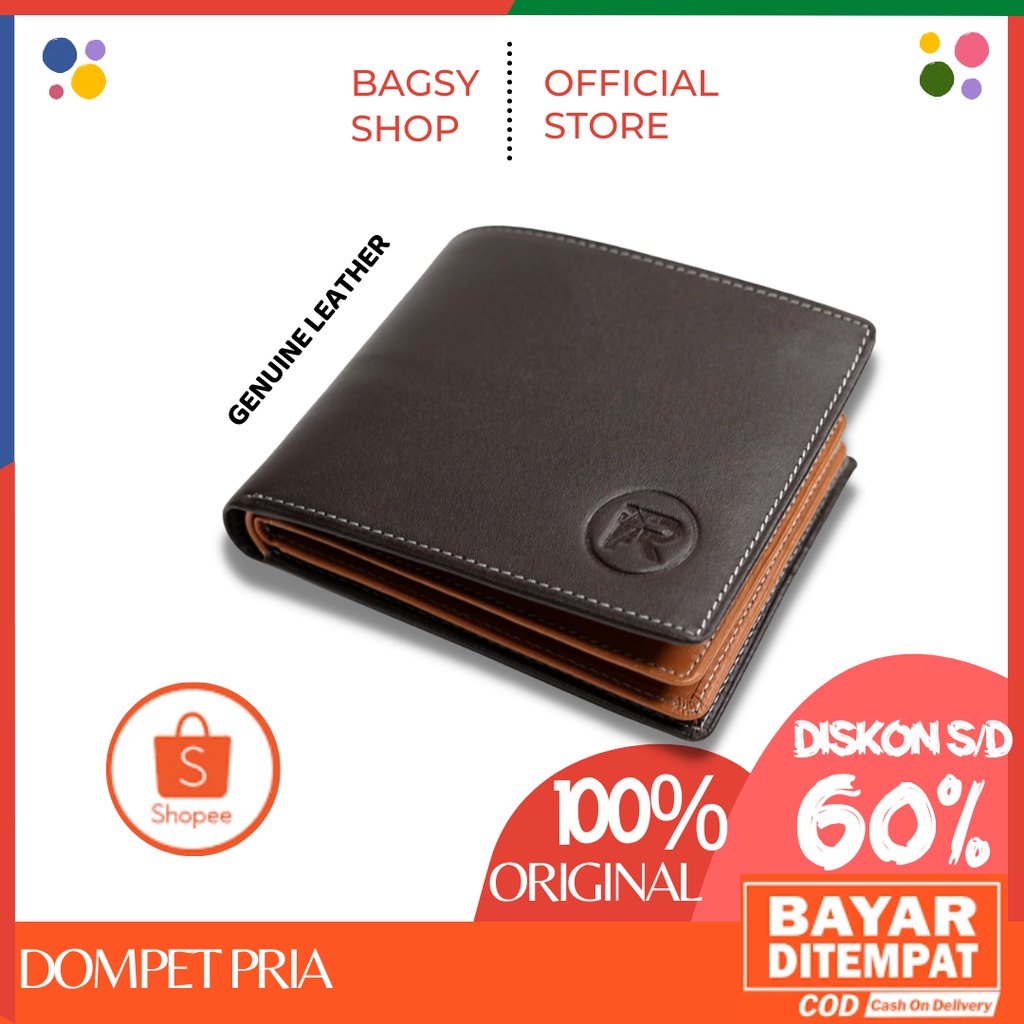 Dompet Lipat Pria Keren Kulit Asli Original Laki Laki Branded Warna Polos Berkualitas Free Box Cowok