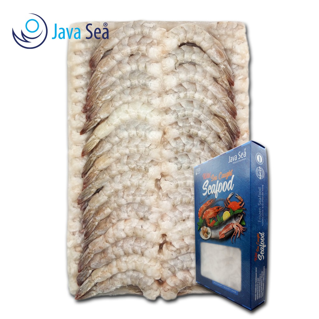 

JAVA SEA Udang Vanamei Sisa Ekor Beku PTO V 40/50 pack 1kg
