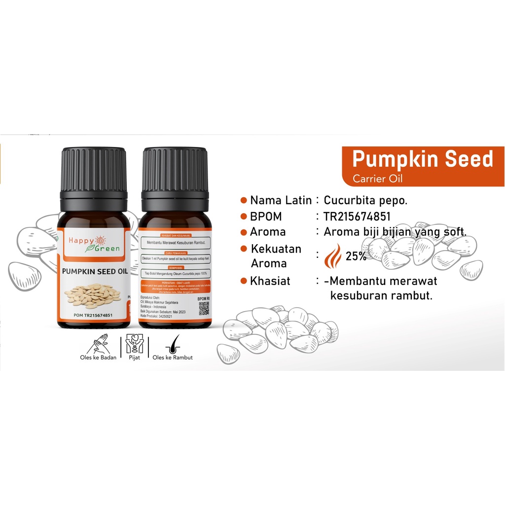 BPOM Approved Happy Green Pumpkin Seed Oil  - Minyak Biji Labu Kuning 100% Murni Pertama Di Indonesia