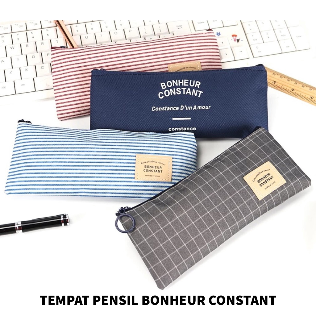 Tempat Pensil Pouch Beometry Valley dan Bonheur Constant Korean Style