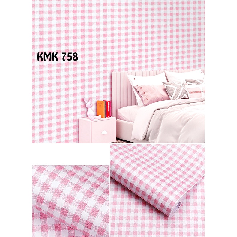 WALLPAPER WALL STICKER STIKER DINDING 758 KOTAK PINK WALLPEPER RUANG TIDUR WALPAPER DAPUR DEKORASI RUMAH