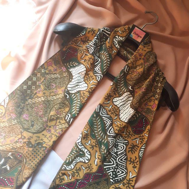 New Arrival ZATYA Long Syal/Scarf Batik Silk Series-Tambal Keraton Olive