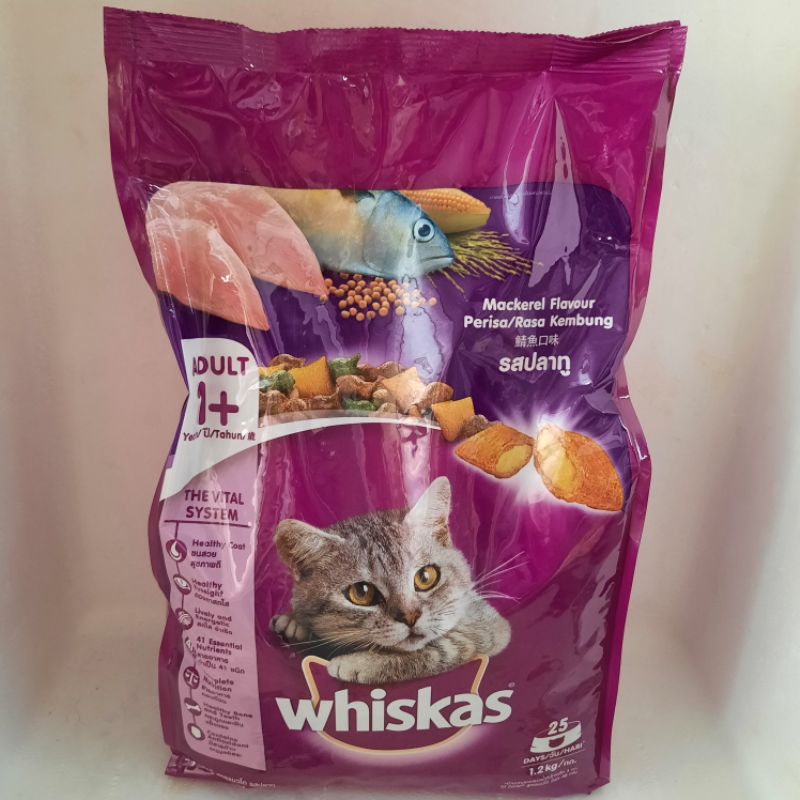 Whiskas 1.2 kg / Whiskas Junior 1.1 kg / Whiskas Adult Tuna 1.2 kg / Whiskas Indoor 1.1 kg / Makanan