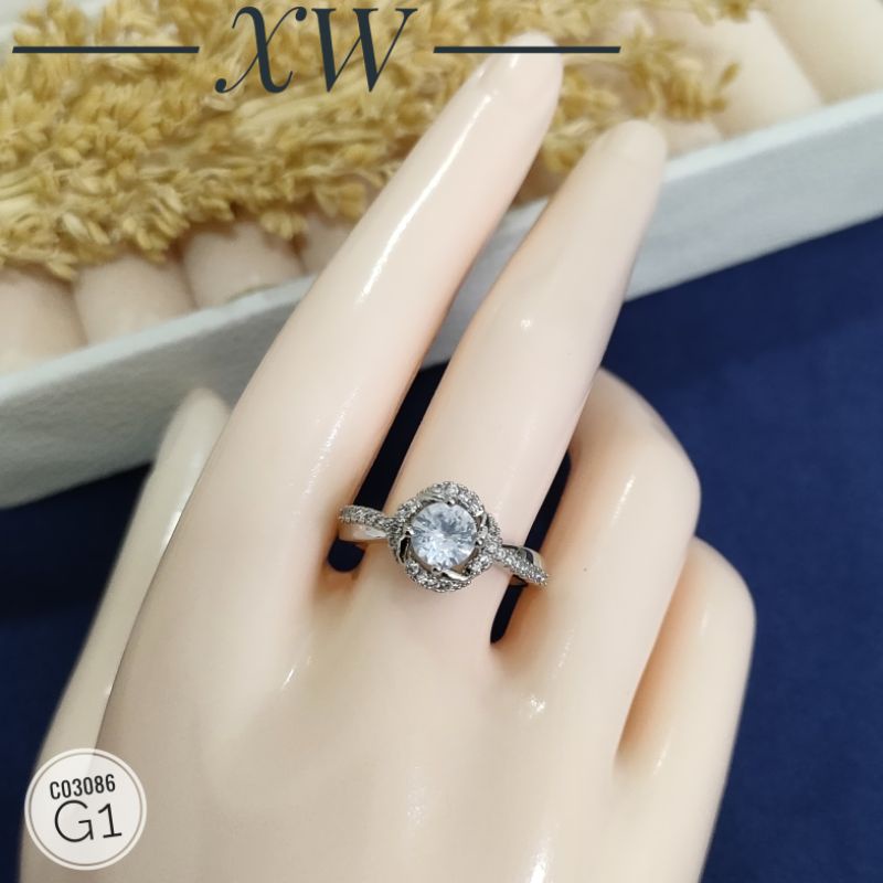 Cincin Wanita Zircon motif Bunga Mewah C03086