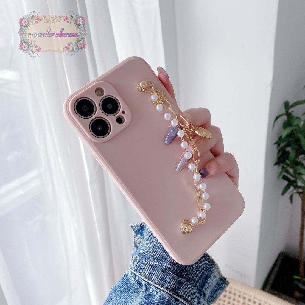 SOFTCASE MACARON RANTAI MUTIARA CHAIN GRIP REALME C11 C15 C20 C11 2021 C21 C21Y C25Y C25 C12 NARZO 50A SB3583