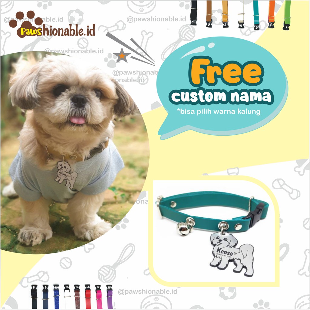 K27 - Kalung Custom Nama Anjing Poodle Shihtzu PU Leather