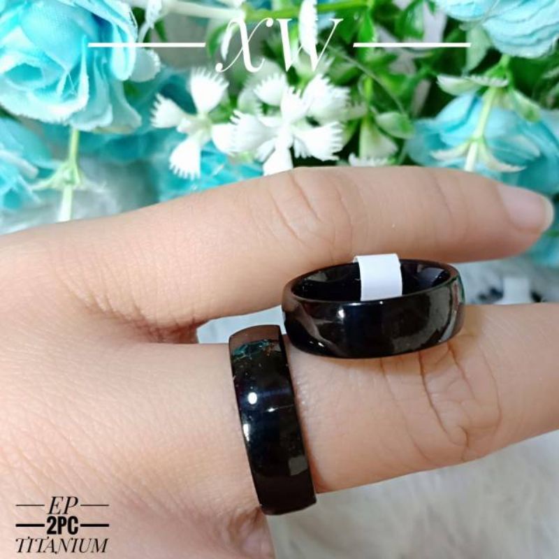 4S Grosir Solo || Cincin Titanium Hitam Polos Oval Anti Karat dan Luntur Untuk Pria dan Wanita