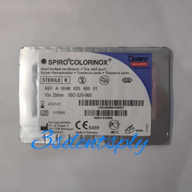 Dental Barbed broach dentsply spiro colorinox / endo jarum ekstirpasi