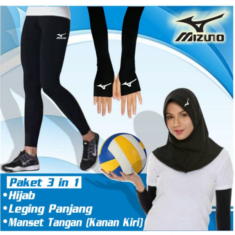 PAKET HEMAT leging voli hijab voli dan handsock voli murah