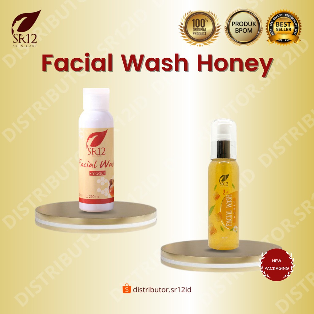 Facial Wash Honey SR12 / Sabun Madu Cair BPOM / Sabun Muka Pembersih Wajah Kulit Kering Kusam