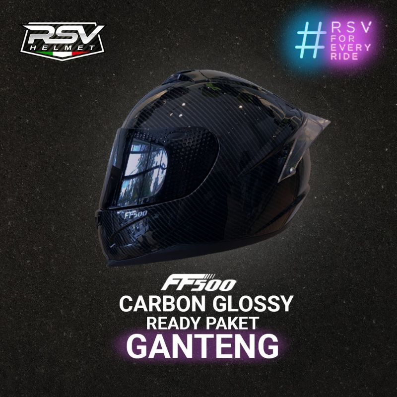 Helm RSV FF500 CARBON GLOSSY / PAKET GANTENG / RSV Helmet