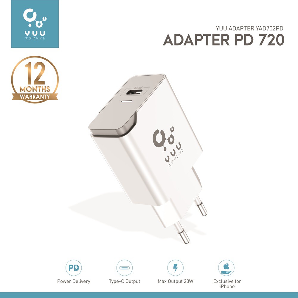 Adapter Type C 20 watt Exclusive iPhone & Samsung YUU - YAD720PD