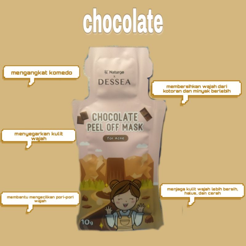 peel off mask by dessea x naturgo| masker wajah - chocolate 10 g