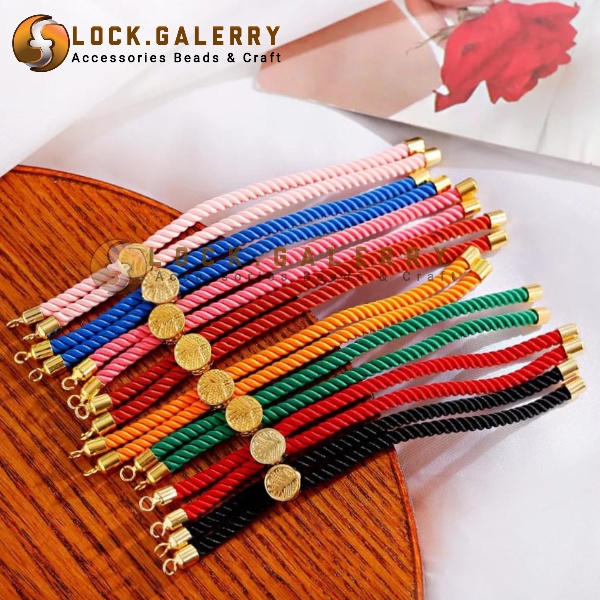 Gelang Tali Serut Polos Model Kait Pandora Untuk Liontin Inisial Charm Emas