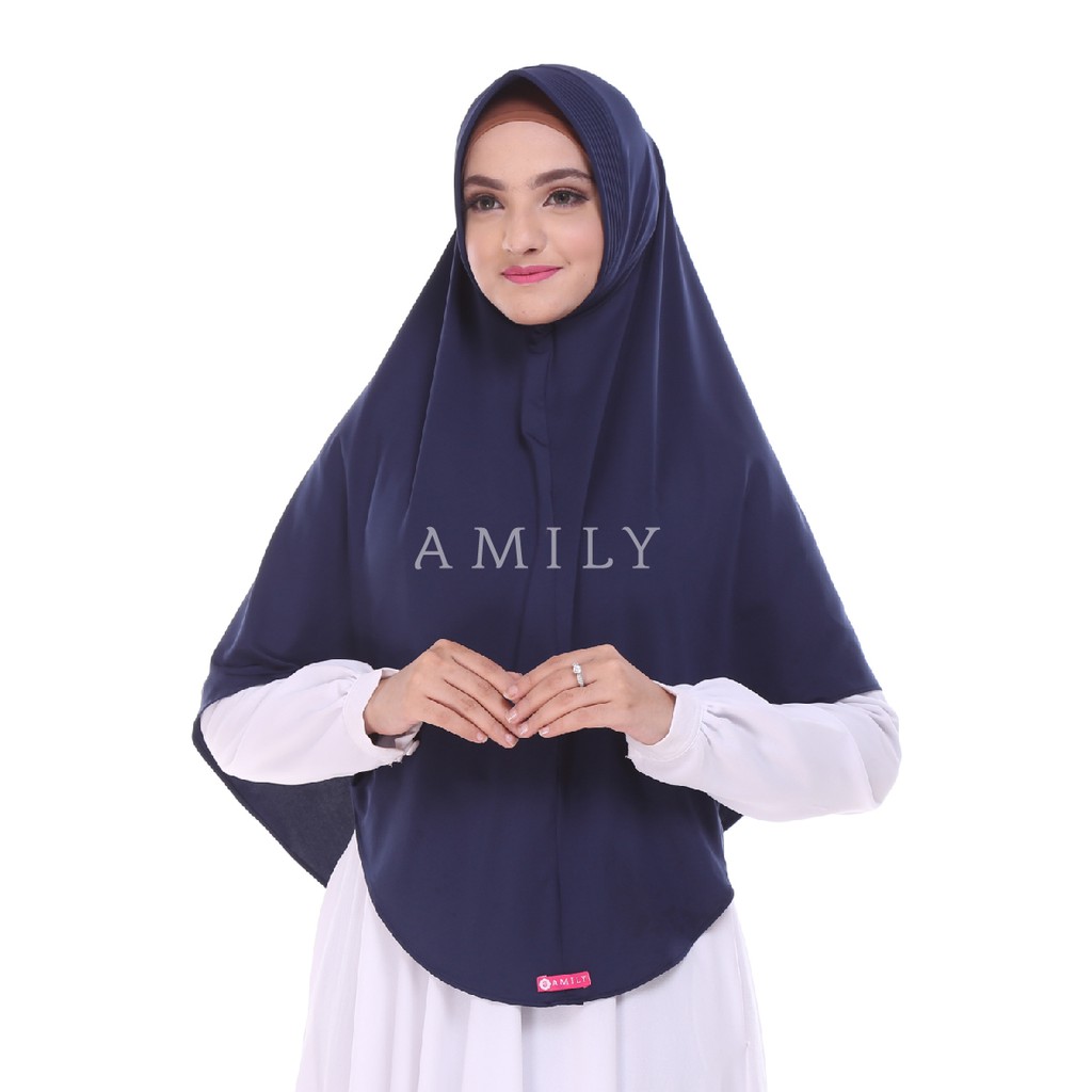 KERUDUNG INSTAN BERGO {OZZA} JILBAB SYARI ANTEM FASHION MUSLIM - [AMILY HIJAB] TERBARU BEST SELLER-Navy