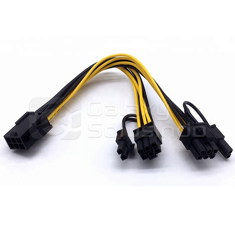 Kabel Converter 6 Pin Female To Dual 6+2 Pin Male PCIe Cable