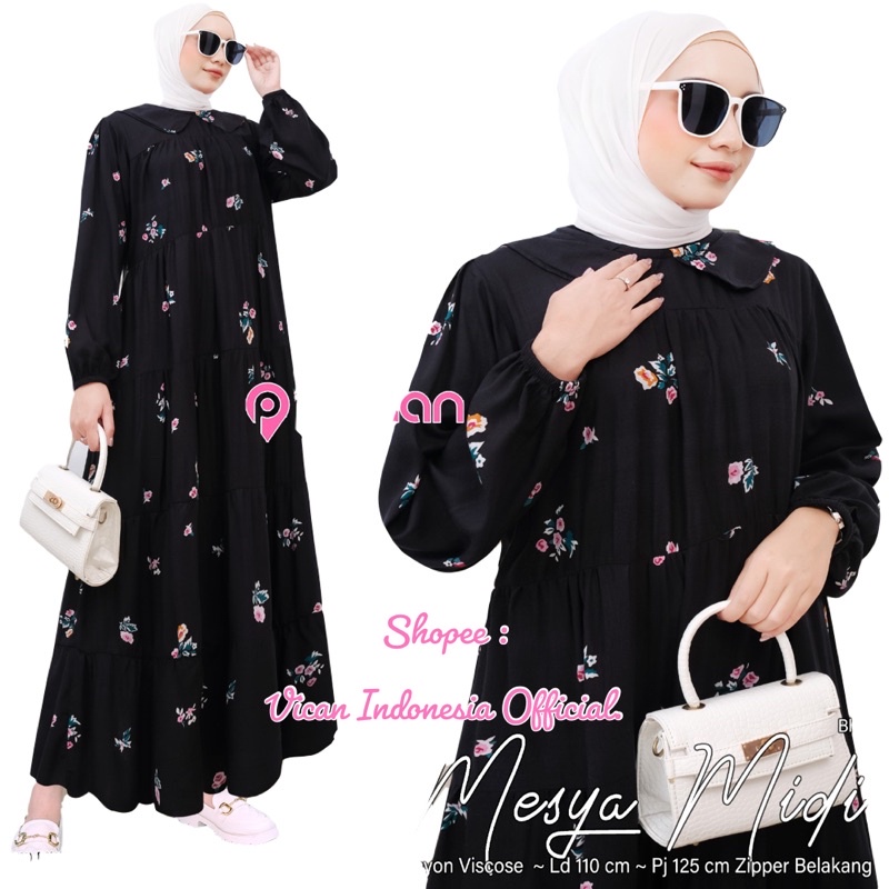 [VICAN] GAMIS WANITA BUSANA MUSLIM MODERN TERBARU MIDI BEST SELLER ORIGINAL BY PINKAN TULIP - LIONA 