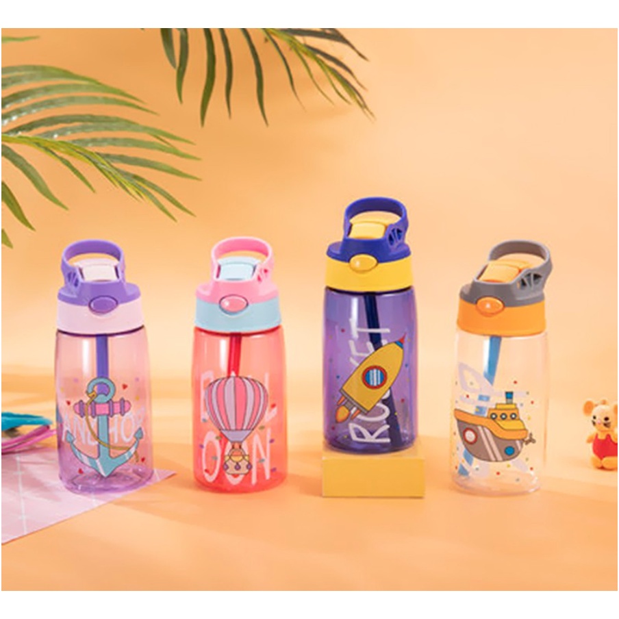 TERLARIS!!! Botol Happy Air Minum Anak Sedotan Motif Lucu Karakter 480 ML