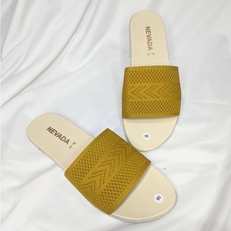 Sandal Wanita slop rajut import / Sendal Teplek Kekinian Sandal Terbaru Tali Murah Flat Viral NEVADA 2022