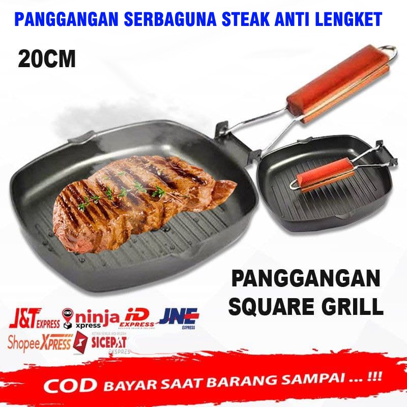Panci Panggang Square Grill Pan Teplon Wajan/ Panci Panggang Serbaguna