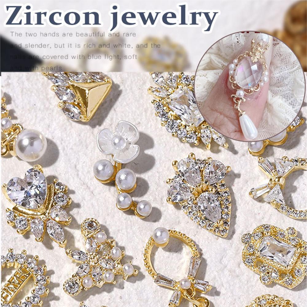 Mxbeauty Kuku Berlian Imitasi 3D Bunga Charms Diamonds Busur Logam Zirkon Kristal Liontin Rantai