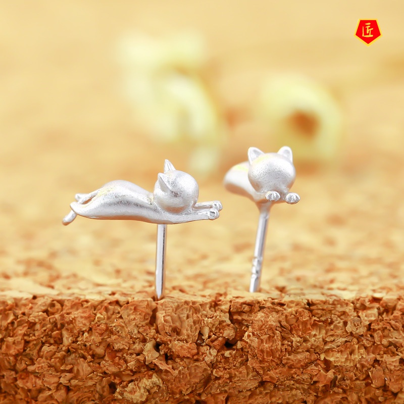 [Ready Stock]Sweet Simple Frosted Cat Ear Studs