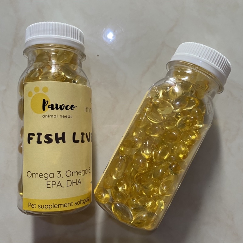 Pawco Fish Liver Oil Vitamin Minyak Ikan 100 pcs untuk Anjing Kucing Burung Bird Cat Dog