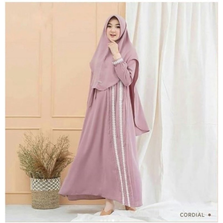 Baju gamis wanita beibe syari set khimar / gamis terbaru 2020 modern / baju gamis remaja
