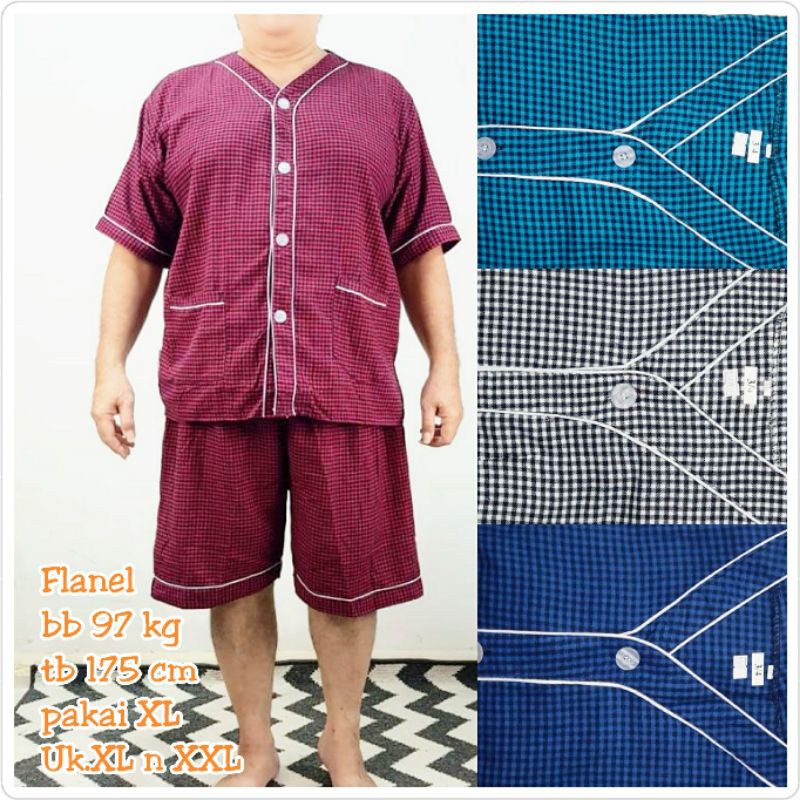 piyama pendek flanel jumbo XL 1499 &amp; XXL 1497