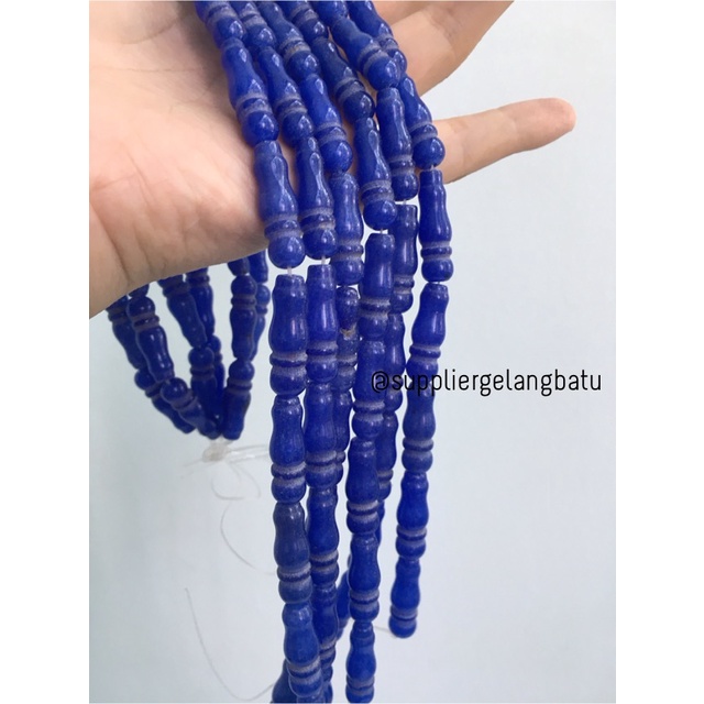 bahan ujung kepala tasbih BIRU aksesoris muslim tasbeh batu craft akik