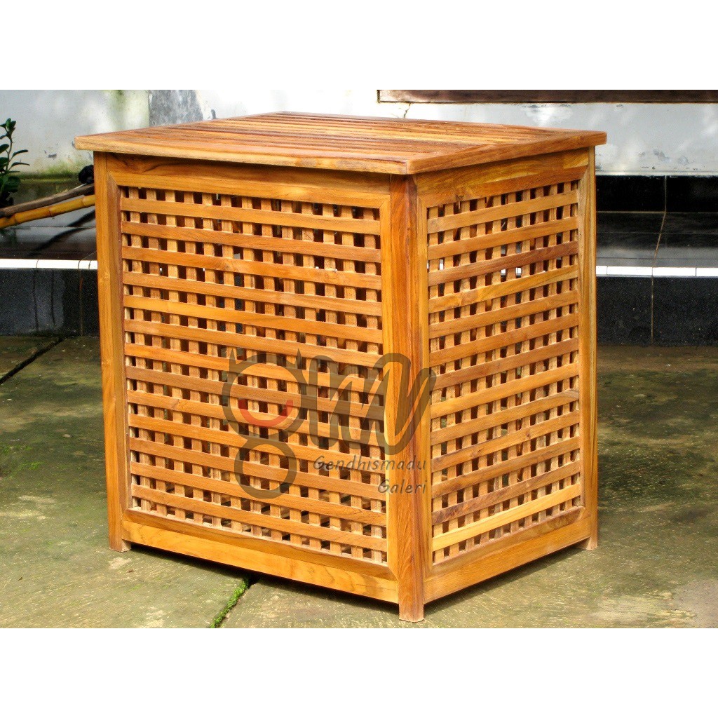 Box Laundry Kayu Jati ukuran Kecil 45x32x45 cm