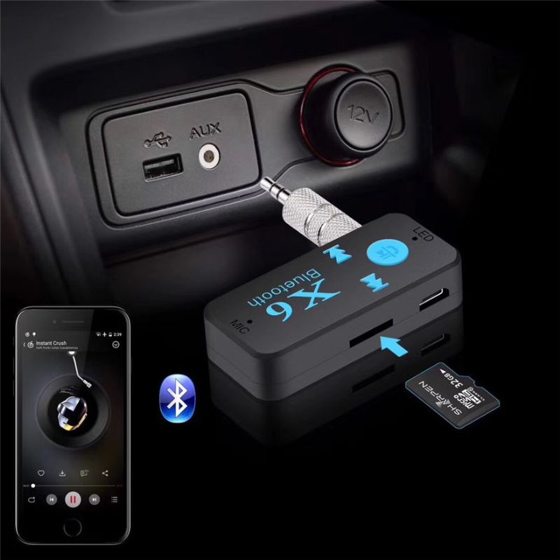 (100% BARANG ORI) Bluetooth 5.0 Aux Audio Receiver Mobil 2.4GHz - X6