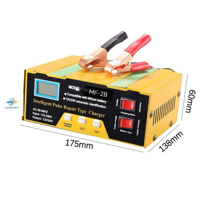 Alat Charger Aki Motor Mobil Lead Acid Smart Battery Charger 12V&amp;24V 100AH-75AH Alat Charger Aki Otomatis