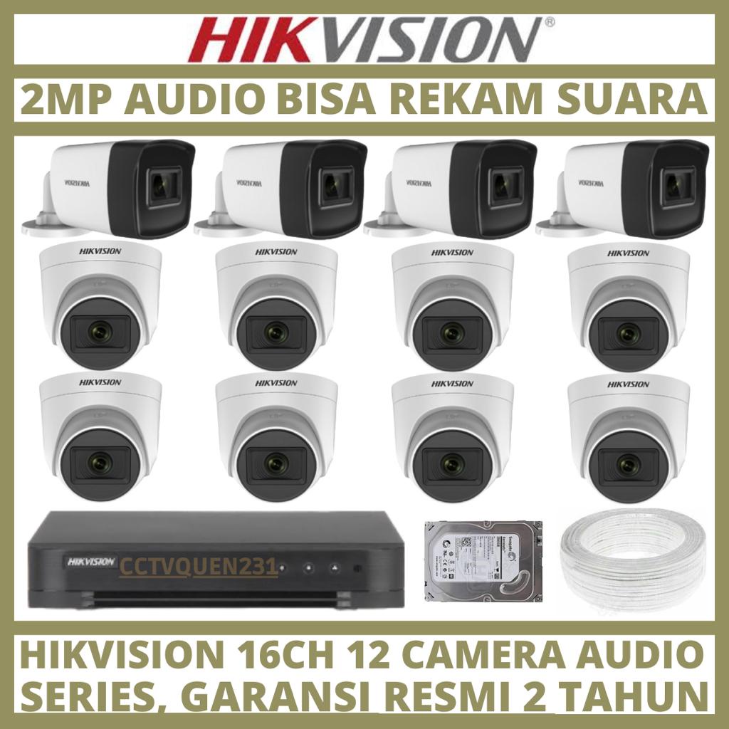 PAKET CCTV HIKVISION 2MP 16 CHANNEL 12 CAMERA TURBO HD KAMERA CCTV