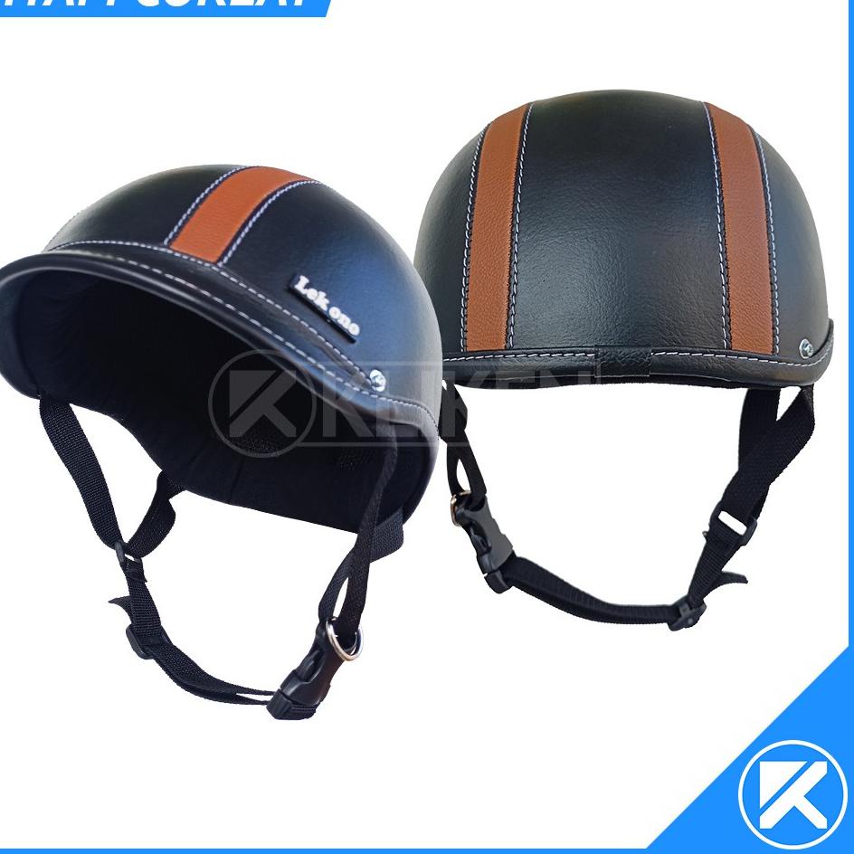Terbaik.. Helm Sepeda Retro "LEK ONO" Dewasa Kulit Sintetis Dengan Kacamata