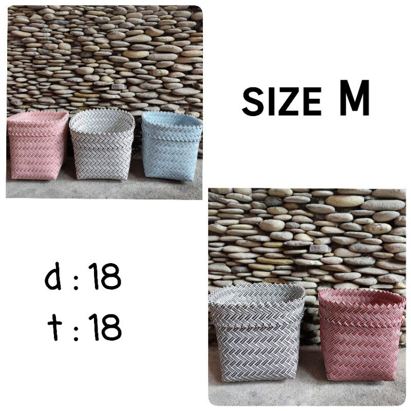 Cover Pot Anyaman/ Cover Pot Plastik/ Cover Pot Anyaman Lurik Murah