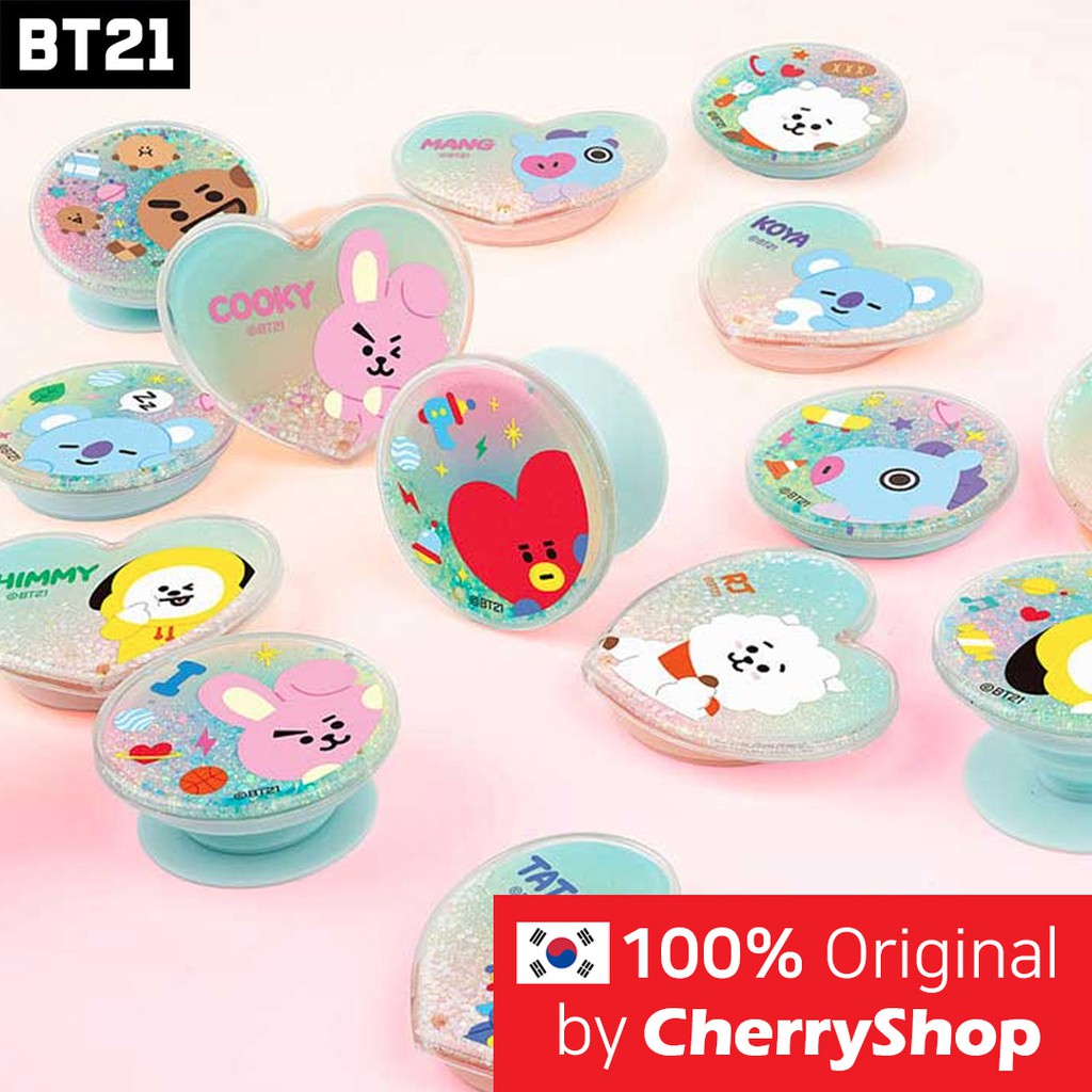 BTS BT21 Official Bling Party Grip Holder Hand Grip Handphone Stand