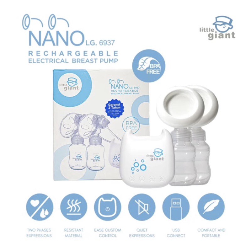 LITTLE GIANT Nano LG-6937 Rechargeable Electric Breast Pump - Pompa Asi elektrik