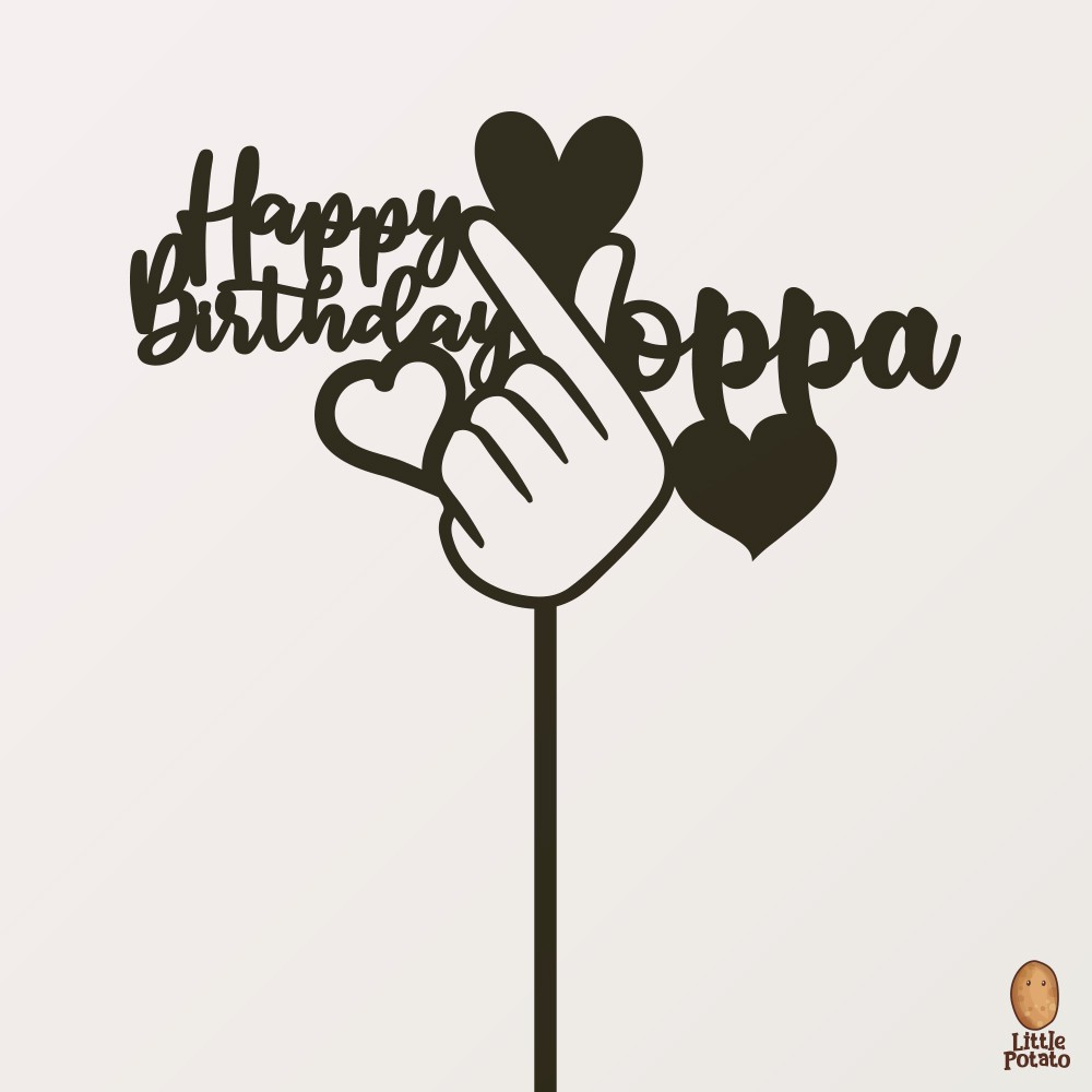 Custom Cake Topper (Tusukan Kue) - Happy Birthday Oppa [Korea/KPop]/Bos/Bro