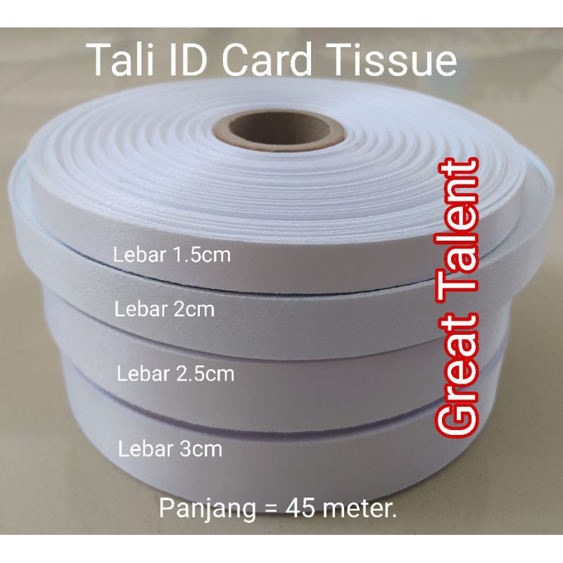 

Tali Tissue Rolan - Bahan Tali ID Card Sublim - Pita Tissu Lanyard Warna Putih - Tisu Sublim- 1 Rol