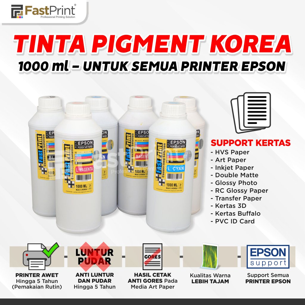 Tinta Pigment Art Paper Korea Epson 1 Set 6Warna 1000 ML