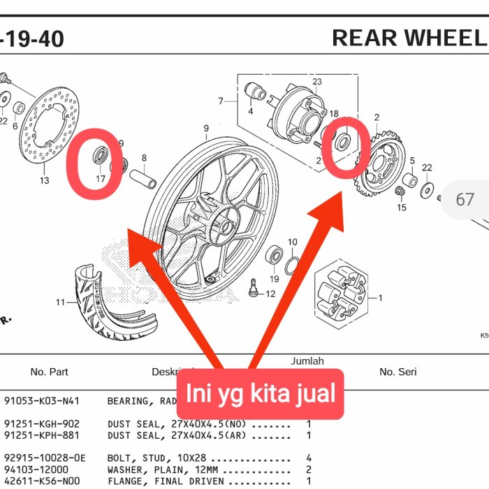 SIL SEAL RODA BELAKANG HONDA SONIK 150..BLADE 125.1psg 26x37x6 dan 27x40x4,5