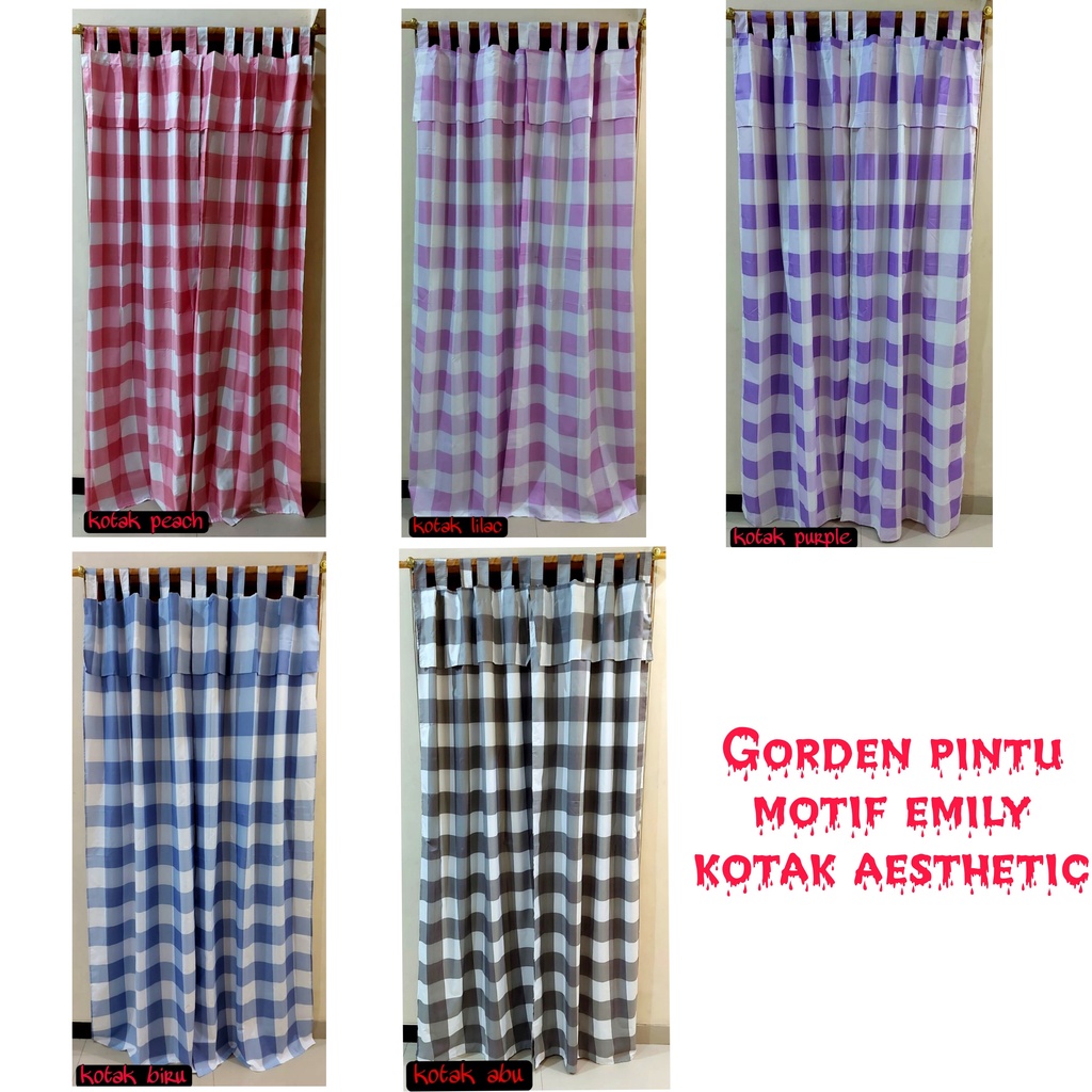 Gorden pintu motif kotak aesthetic uk 80 x 200 cm