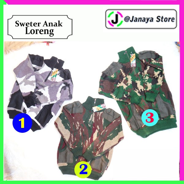 Sweater Rajut Loreng Anak Motif Kopassus Malvinas Gurun