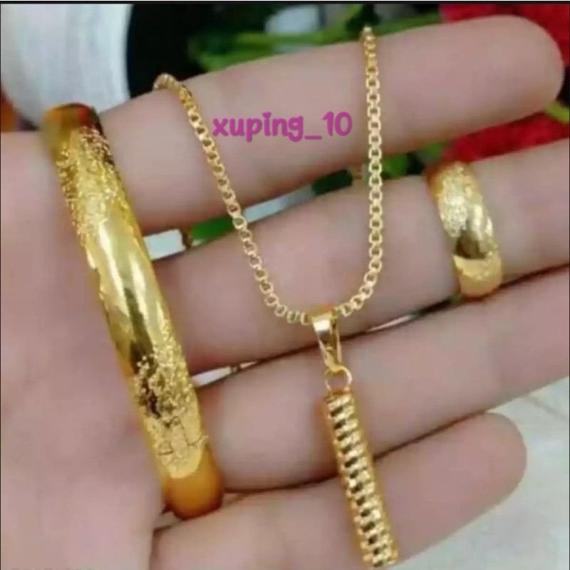 Set Kalung Gelang Cincin Xuping Gold Anti Karat Perhiasan Mewah Dan Terbaru