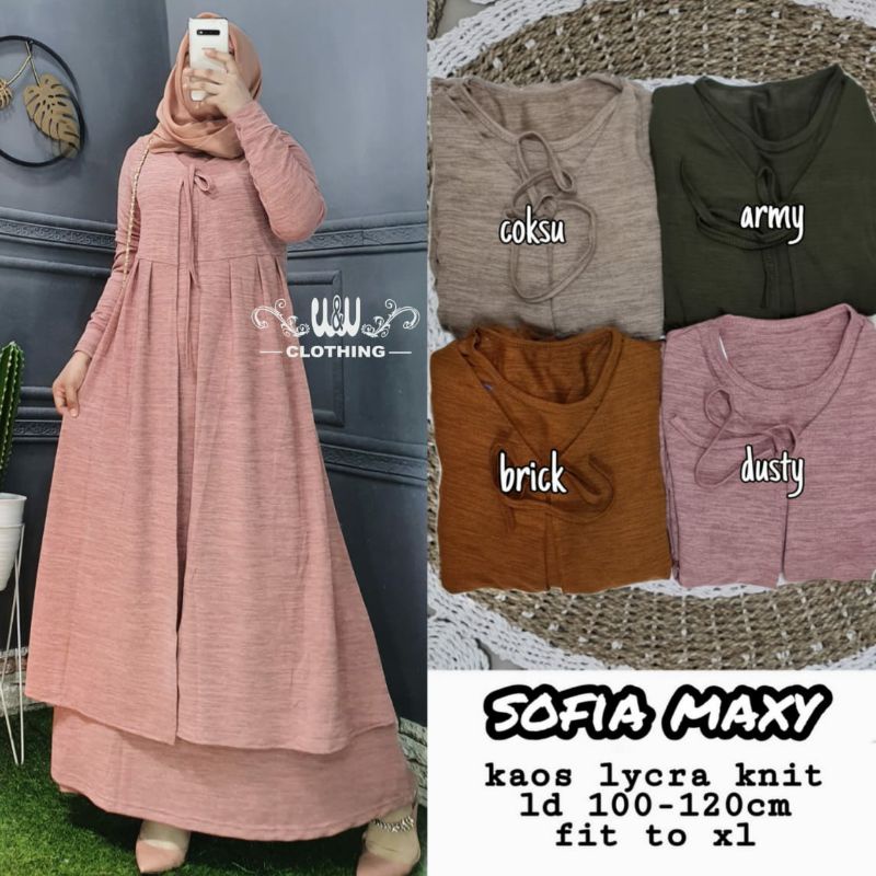 SOFIA MAXY BAJU GAMIS DRESS POLOS KAOS LYCRA KNIT LD 100-120 FIT XL XXL XXZL