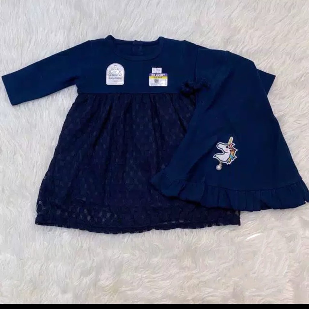 Gamis Bayi perempuan 0 1 2 3 4 5 6 bulan baju muslim anak navy akikah newborn