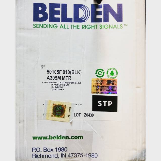 Belden 50105F Kabel Lan Stp Outdoor Cat5e Black atau Grey 1Gbps Original tanpa crimping 4pairs Harga Meteran