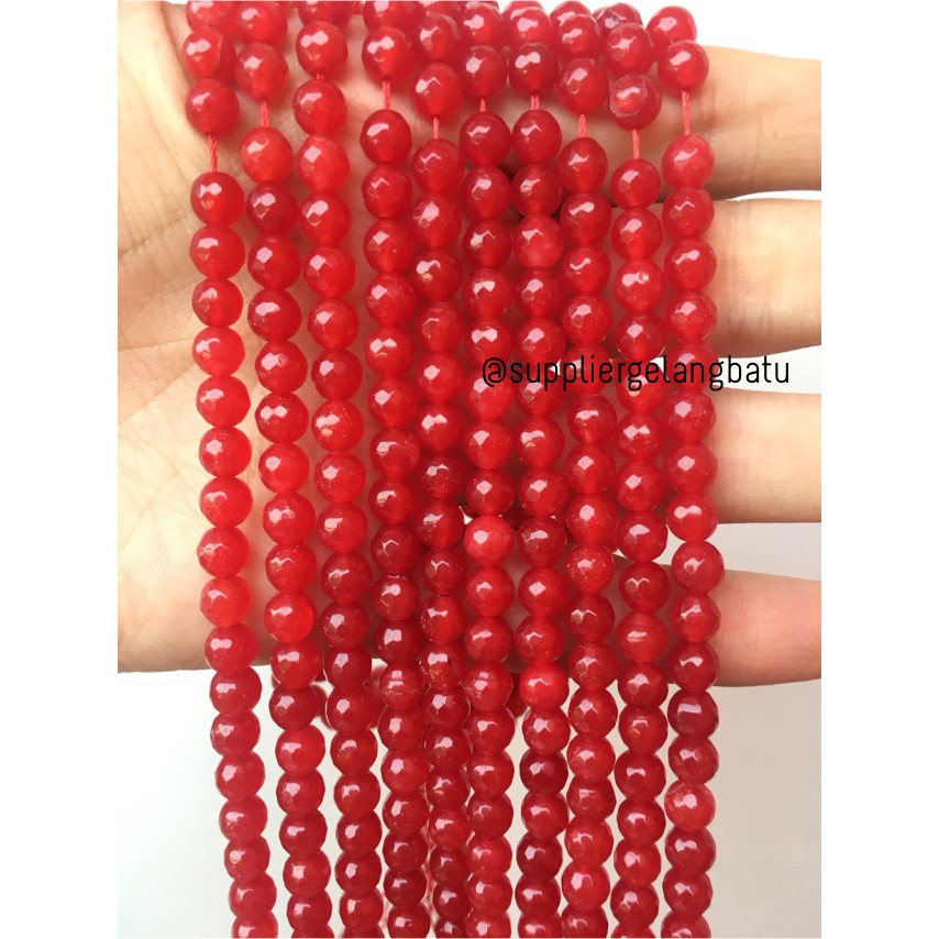 batu RED GARNET 6mm cutting bahan gelang kalung alam manao merah gloss aksesoris craft pria wanita