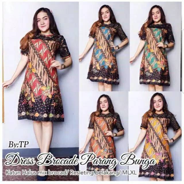 Couple Dress Batik plus Hem Batik Pendek